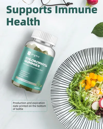 Miniatura 6 de Gomitas de clorofila para olor corporal, sin azúcar, 120 unidades, suplemento desodorante interno para mujeres/hombres con ACV Chlorella Spirulina