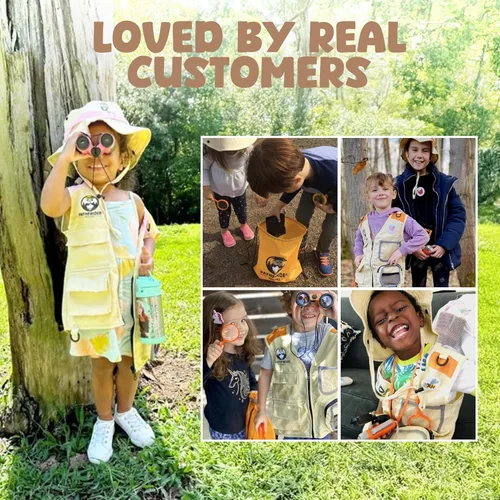 Miniatura 7 de Kit de explorador para niños con chaleco de safari, sombrero y más – Kit de captura de insectos para niños con guía de aventuras y búsqueda