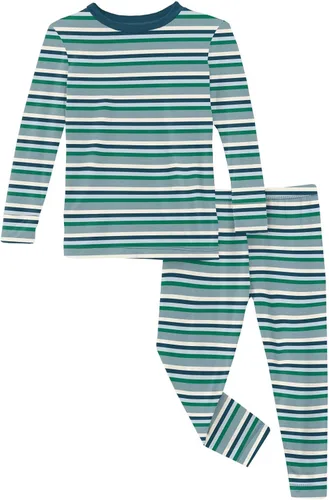 Miniatura 147 de KicKee Pants Conjunto de pijama de manga larga con estampado de piezas