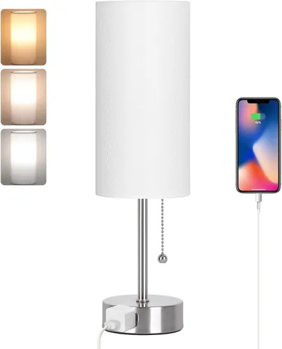 Lámpara de mesa Dott Arts para dormitorio, lámparas de noche de 3 colores con cadena de tracción, lámparas de mesa para dormitorio para mesita de