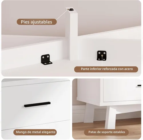 Miniatura 6 de Xixini Cómoda para dormitorio, cómoda moderna de 6 cajones con base resistente en forma de X, organizador de almacenamiento de ropa doble de madera