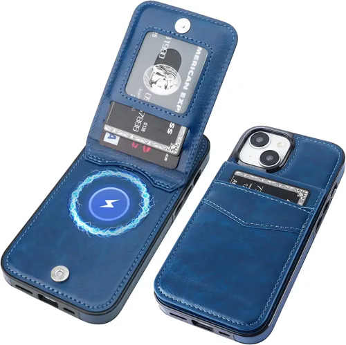 Miniatura 22 de KIHUWEY Compatible con funda tipo cartera con tapa para 15 con soporte para tarjetas de crédito, cierre magnético de cuero premium con función