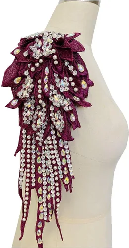 Miniatura 18 de Hecho a mano con diamantes de imitación para coser de 18 colores, apliques de encaje de perlas para coser a mano, parches para accesorios de ropa