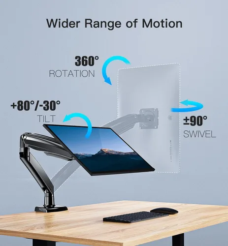 Miniatura 4 de HUANUO Brazo de Monitor de Servicio Pesado para Pantallas Ultra Anchas/Curvas de 49 Pulgadas, Montura de Monitor Ajustable de Movimiento Completo