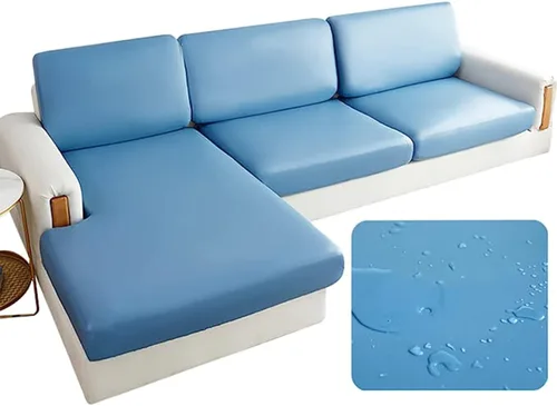Miniatura 10 de Fundas de cojín de piel sintética, funda elástica para sofá, impermeable, protector de muebles de repuesto (A 1)