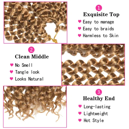 Miniatura 3 de Cabello Passion Twist de 30 pulgadas, cabello rubio de ondas de agua con ganchillo para mujeres, cabello rubio Passion Twist de ganchillo largo 27#