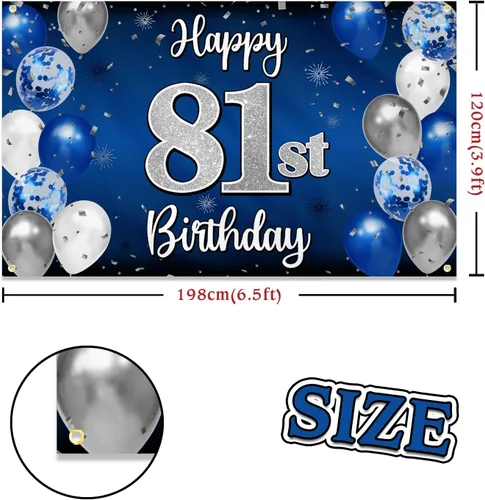 Miniatura 14 de Decoración de feliz cumpleaños 35, globo azul y plateado de 35 años, cartel grande de telón de fondo de cumpleaños, suministros para fiesta de 35th