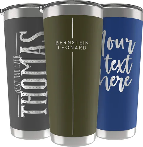 Miniatura 15 de Regalos personalizados para hombres – 20 onzas – Vasos personalizados con tapa, azul cielo, tazas de café de viaje aisladas, juego de popote