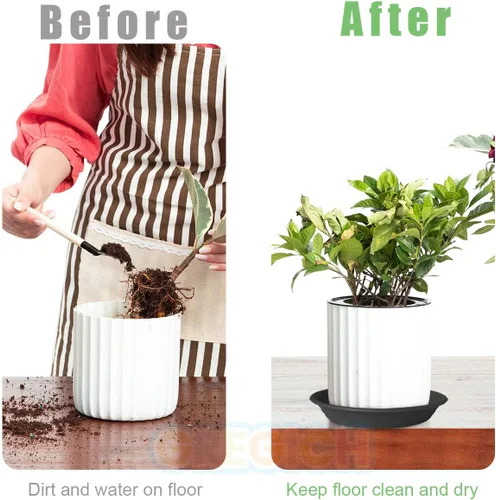 Miniatura 7 de 6 platillos de plástico para plantas de 5 pulgadas, tamaño individual, grueso y fuerte de 6, 8, 10, 12 pulgadas, bandeja de recogedor de agua