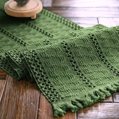 Miniatura 19 de Camino de mesa de macramé, color beige crema, bohemio, con borlas, camino de mesa de algodón tejido a mano, camino de mesa rústico para cocina