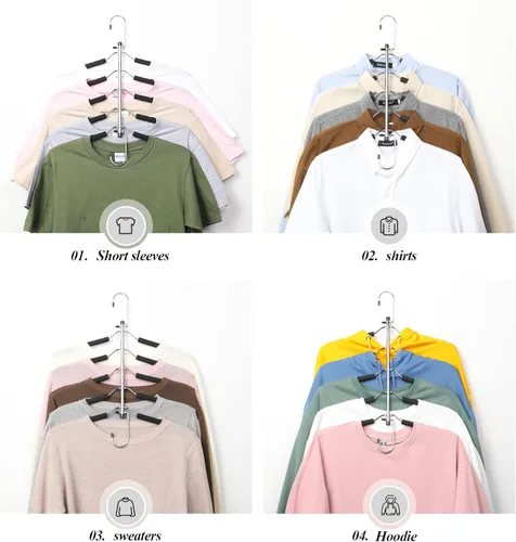 Miniatura 3 de Perchas para ropa que ahorran espacio, 5 en 1 para camisas y abrigos con espuma antideslizante, organizador de armario escalonado de acero
