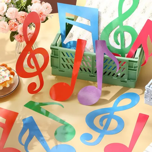 Miniatura 3 de Boao 40 piezas de recortes de notas musicales para decoraciones de fiesta, siluetas de notas musicales para concierto de música, tema de los años