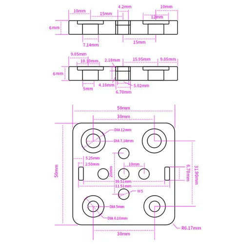 Miniatura 2 de Pequeña Rueda en V con Placa para Perfil de Aluminio 2020 para CNC y Impresora 3D