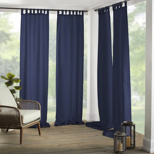 Elrene Home Fashions Matine - Panel de cortina con trabillas superiores de color sólido resistente a la intemperie para interiores/exteriores para