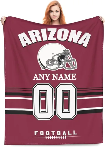 Manta personalizada de Arizona, manta personalizada con cualquier nombre y número, mantas ligeras y cálidas personalizadas, regalos para hombres,