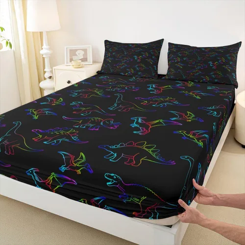 Miniatura 15 de Erosebridal Monster Bedding - Juego de sábanas de tamaño individual con diseño de dragón mágico para niños y hombres, juego de cama ajustable