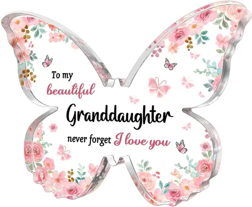 Miniatura 17 de GiftyTrove Regalos para tía, Placa de Acrílico en Forma de Mariposa de 5x3.8x0.5 Pulgadas, Regalo para el Día de la Madre, San Valentín, Cumpleaños