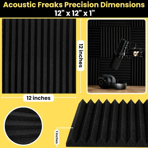 Miniatura 4 de Paquete de 52+1 paneles de espuma acústica – Paneles de espuma de alta densidad a prueba de sonido de 12 x 12 x 1 pulgada para paredes