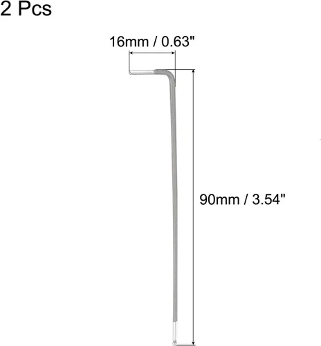 Miniatura 2 de uxcell Llave hexagonal de extremo de bola de 0.059 in, herramienta de reparación de acero S2 en forma de L brazo largo 2 piezas