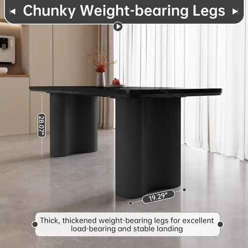 Miniatura 4 de Mesa de comedor rectangular de 62.99 pulgadas para 4-6 personas, mesa de cocina moderna con patas en forma de onda, mesas de comedor para cocina