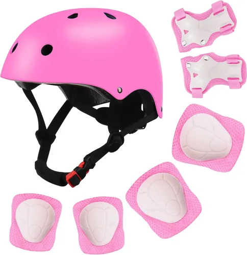 Miniatura 7 de Casco de bicicleta ajustable con gradiente de color para niños con set de rodilleras y coderas Equipo de seguridad multideporte para niños y niñas