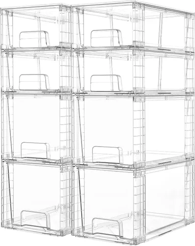 Miniatura 11 de Vtopmart Paquete de 4 cajones de almacenamiento apilables transparentes, para debajo del fregadero y la cocina, cajones de plástico fáciles