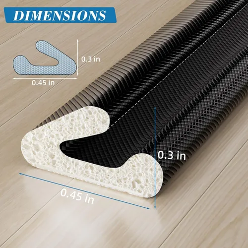 Miniatura 5 de Sello de puerta delgado en forma de V, tapón pequeño de 52.5 pies para puertas, relleno de huecos de puerta de espuma, aislamiento de invierno, Negro