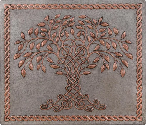 Miniatura 4 de Protector contra salpicaduras de cocina, árbol de la vida celta con borde de nudo celta para cocina, panel de cobre personalizado, azulejos de cobre
