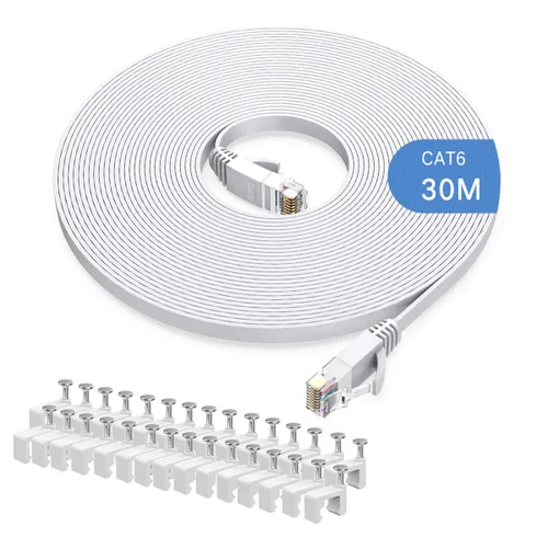 Miniatura 8 de Cable Ethernet Cat6 de 49.2 ft, cables largos de Internet de alta velocidad, diseño plano de 1 Gbps para UTP de 250 Mhz/s para consola, PS3, PS4