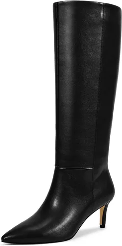 Miniatura 31 de wetkiss Botas altas hasta la rodilla para mujer, con tacón de gatito y diseño de punta puntiaguda, clásicas y sexys