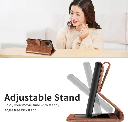 Miniatura 6 de Funda tipo cartera para Samsung Galaxy A03s con tarjetero y ranura a prueba de golpes, de piel sintética, con función atril, protección magnética