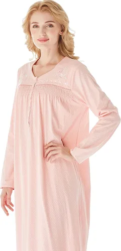 Miniatura 6 de Keyocean - Camisón para mujer, 100% algodón, suave, cálido, cómodo, ropa de dormir y descanso para otoño e invierno