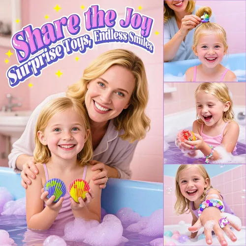Miniatura 5 de Bombas de baño Shell para niñas, paquete de 12 bombas de baño de aromaterapia seguras para niños con 20 juguetes sorpresa en el interior, 6 aromas