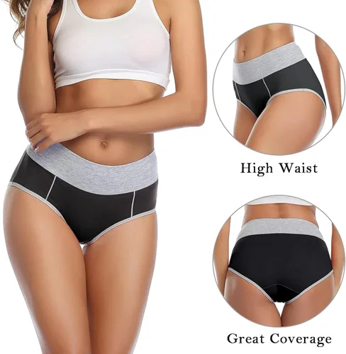 Miniatura 2 de wirarpa Ropa interior de algodón para mujer, de cintura alta, elásticos, suaves, transpirables, paquete de 4