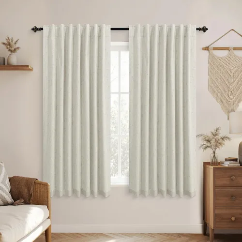 Miniatura 12 de KOUFALL - Cortinas de medio estilo francés de lino para ventana, juego de 2 cortinas cortas de 40 pulgadas de longitud, para privacidad, cortinas