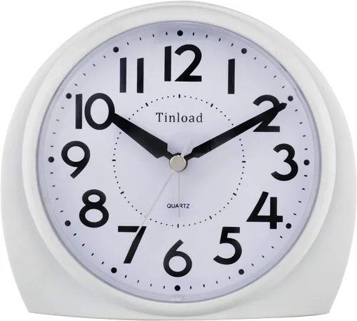 Miniatura 10 de Tinload Reloj despertador analógico grande de 5.5 pulgadas, silencioso, sin tictac, despertador suave, sonidos de pitido, aumento de volumen