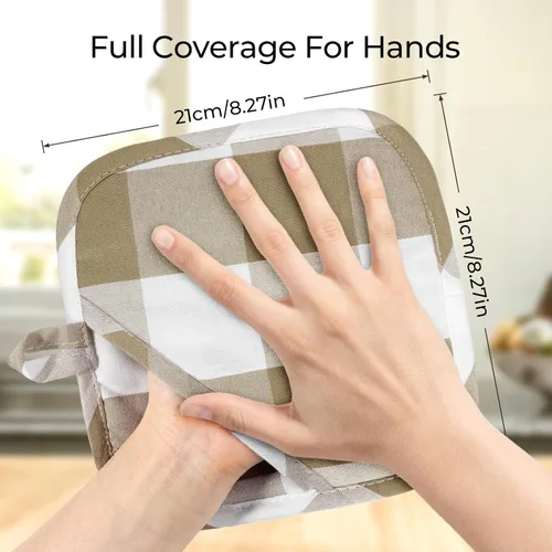 Miniatura 2 de Agarraderas de algodón para cocina resistentes al calor, almohadillas calientes, juego de salvamanteles antideslizantes para ollas de cocina