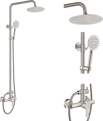 Miniatura 11 de Aolemi Grifo de ducha exterior SUS304 Conjunto combinado de accesorios de ducha de acero inoxidable, Kit de cabezal de ducha de lluvia de 8
