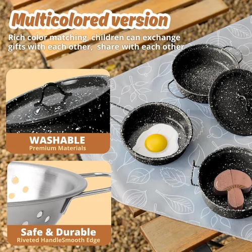 Miniatura 4 de Juego de accesorios de cocina para niños, juguete de cocina para niños pequeños, juego de ollas y sartenes de acero inoxidable coloridas, regalos