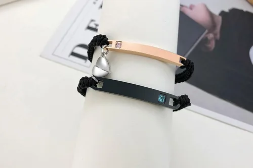 Miniatura 5 de MEALGUET - Pulseras magnéticas personalizadas para parejas de atracción mutua, pulseras de identificación trenzadas con nombre, conjunto de pulseras
