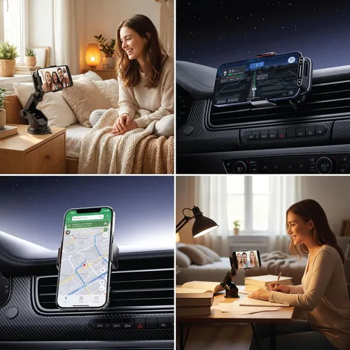 Miniatura 9 de Soporte inalámbrico para teléfono con cargador de automóvil, 15 W, con sujeción automática de 15 W, control de gestos, rotación automática de 90