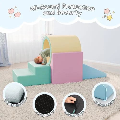 Miniatura 6 de TOLEAD Túnel/Escaleras de Espuma para Trepar, Juego de Actividad de Espuma para Trepar y Arrastrarse para Niños Pequeños y Niños, Equipo de Gimnasio