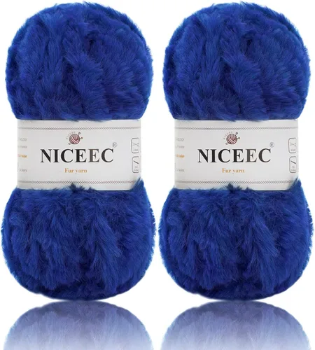 Miniatura 74 de NICEEC Hilo de Pelo Sintético Super Suave, Grueso y Esponjoso, Hilo de Pestañas para Crochet y Tejido (Longitud Total 192m/9.1kg) - Otoño/300g