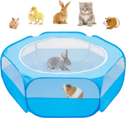 Miniatura 9 de Amakunft Caja de Cría 5 en 1 para Pollitos Pequeños Animales con Estera, Bebedero y Comedero Plegable Tienda de Juego para Pollos y Patos