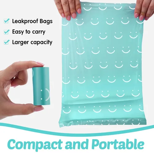 Miniatura 4 de 1500 bolsas desechables para pañales de bebé, eliminación de aromas de polvo de bebé o bolsas de residuos de mascotas, 100 rollos (aguamarina)