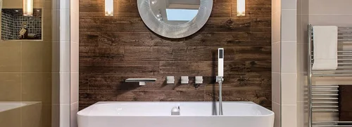 Miniatura 7 de Grifo de bañera de montaje en pared de níquel cepillado con ducha de mano y caño de cascada ancho alto caudal, SUMERAIN