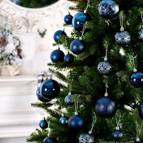 Miniatura 6 de Senjie Adornos de Navidad inastillables azul noche, juego de 32 piezas, estilo tradicional, material plástico, Navidad y ocasión de boda