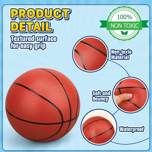 Miniatura 3 de LNCOJOLM Pelota de baloncesto de 9.8 pulgadas para niños y adolescentes, pelota suave para aro de baloncesto, bolas impermeables de PVC tamaño 7