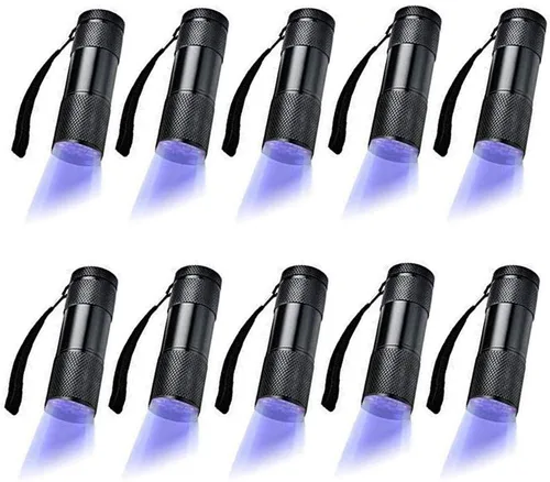 Miniatura 6 de Paquete de 6 luces negras UV 9 LED linterna antorcha luz al aire libre etc (paquete de 6)