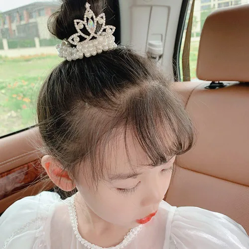 Miniatura 3 de 4 piezas de accesorios para el cabello con cuentas, cuentas de perlas blancas, coleteros elásticos para cola de caballo y lazos de cuerda de pelo